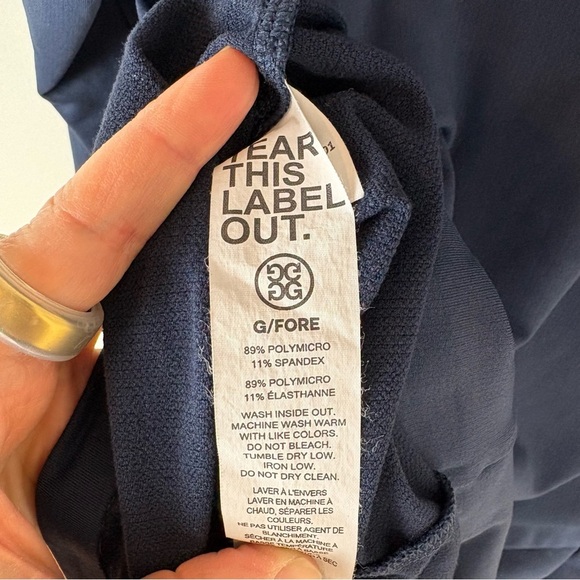 G/FORE Brushed Back Tech Quarter Zip Golf Pullover Top Size M Navy Blue - Picture 6 of 6